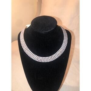 A New Day NWT Faux Gray Pearl Gold Tone Choker Necklace